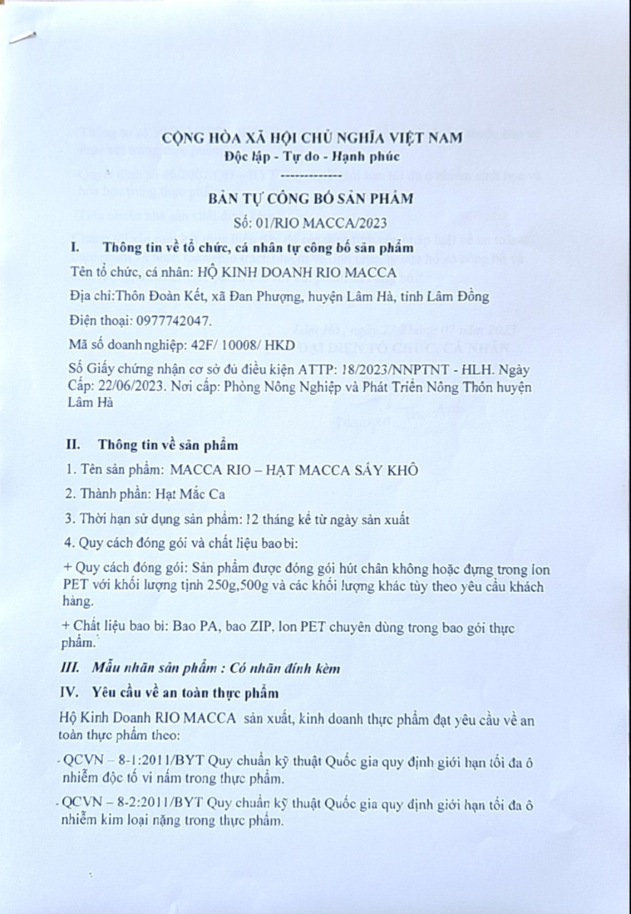Sản phẩm Rio Macca 8